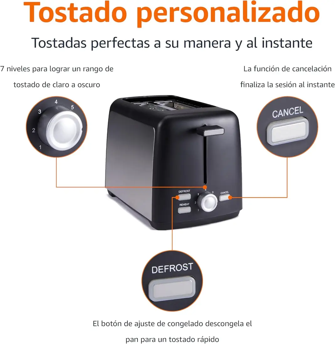 Amazon Basics Tostadora 2 Rebanadas 800W foto 2