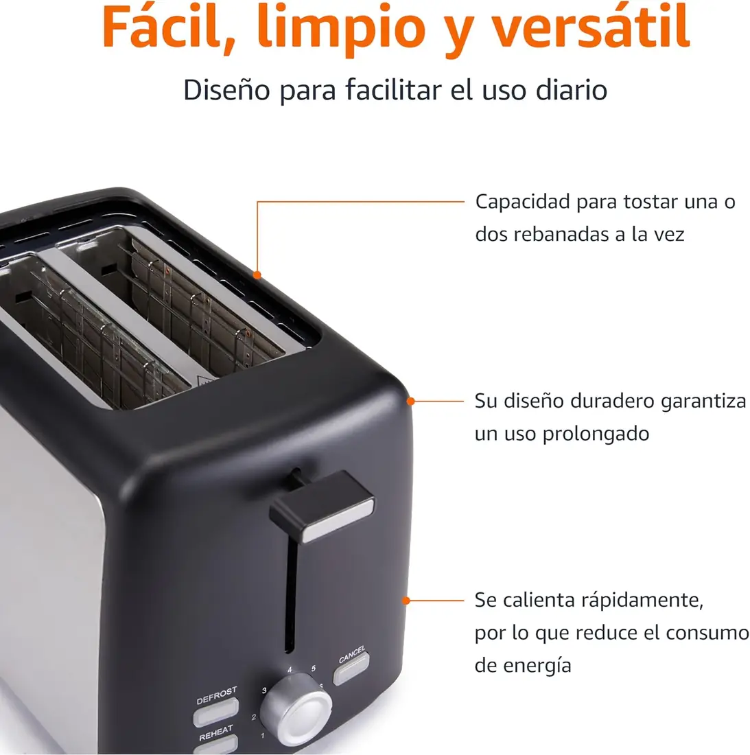 Amazon Basics Tostadora 2 Rebanadas 800W foto 4