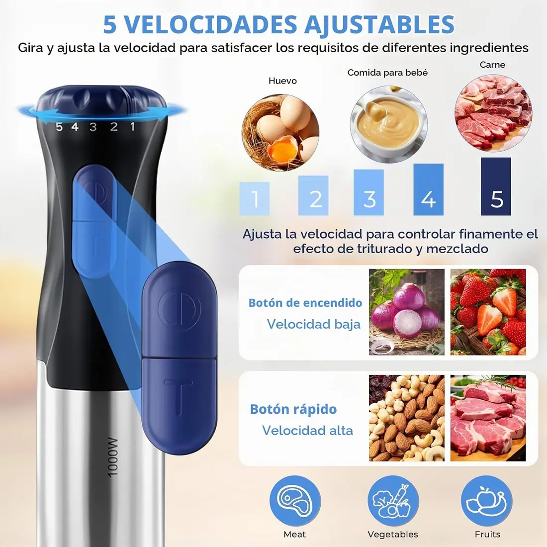 Focenat Batidora de Mano 1000W Multifunción 4 en 1 foto 2