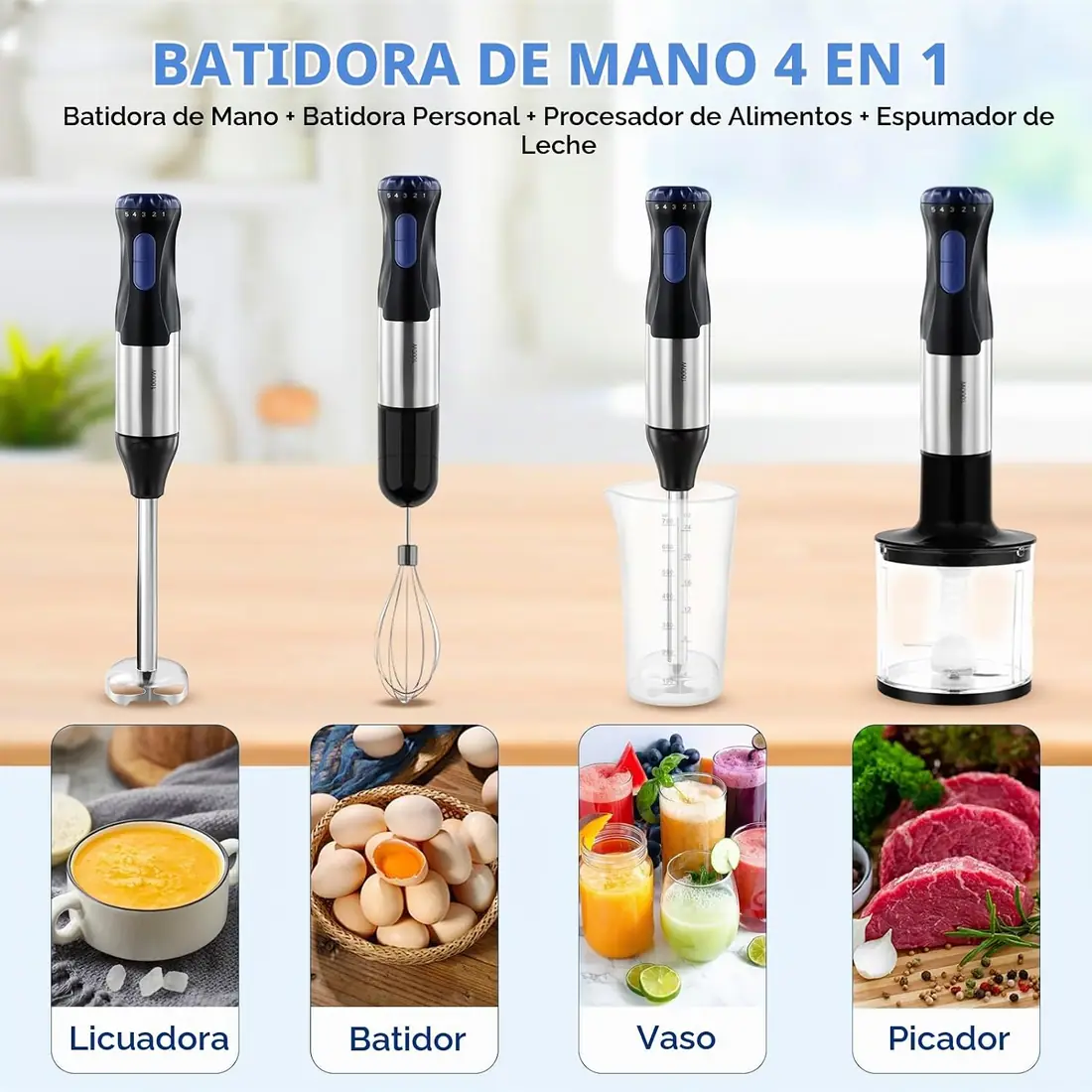 Focenat Batidora de Mano 1000W Multifunción 4 en 1 foto 5