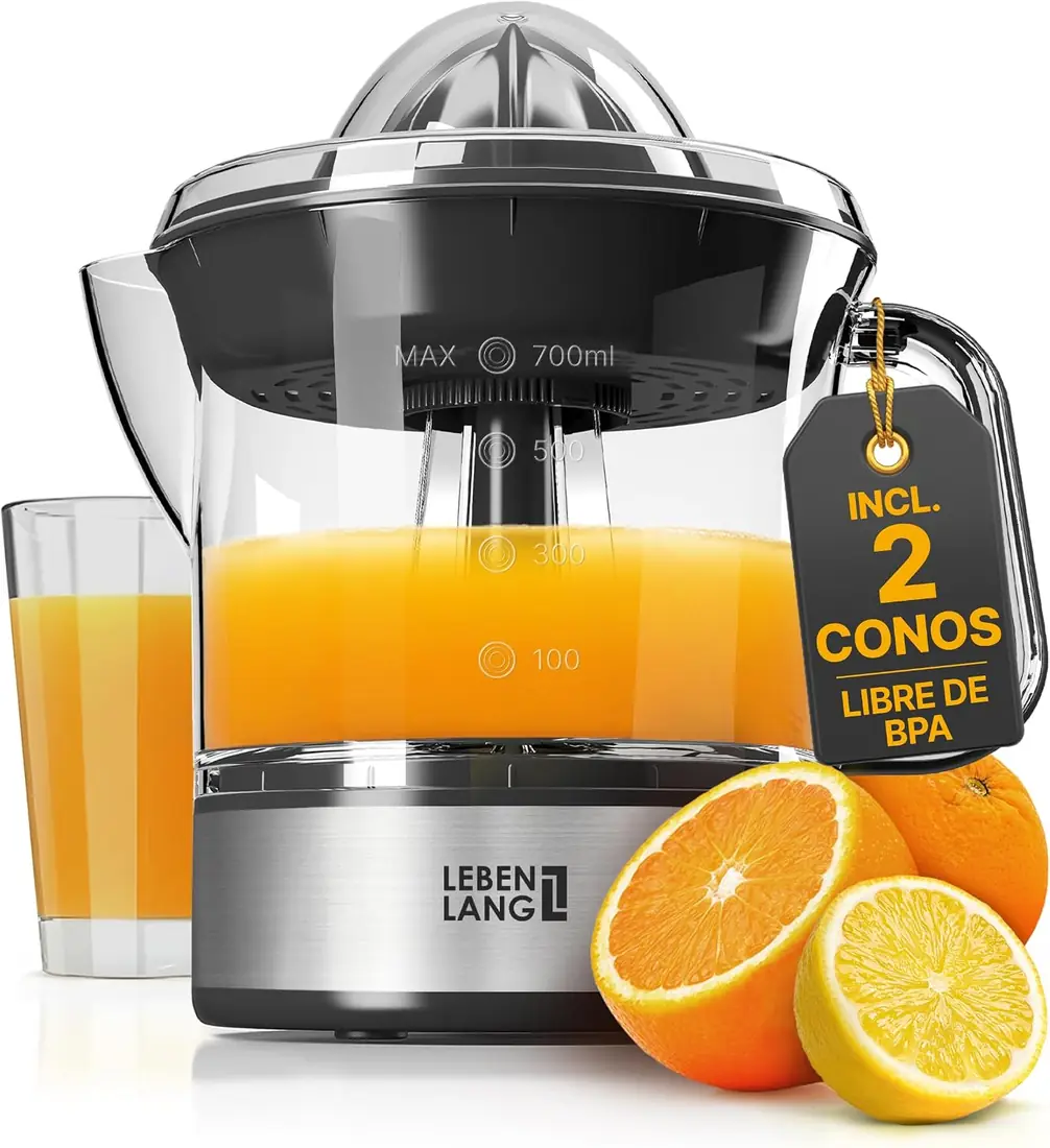 LEBENLANG Exprimidor Eléctrico 700ml Doble Cono